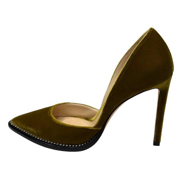 $1000 Jimmy Choo green velvet rhinestone heels size 11/41 - Picture 1 of 6